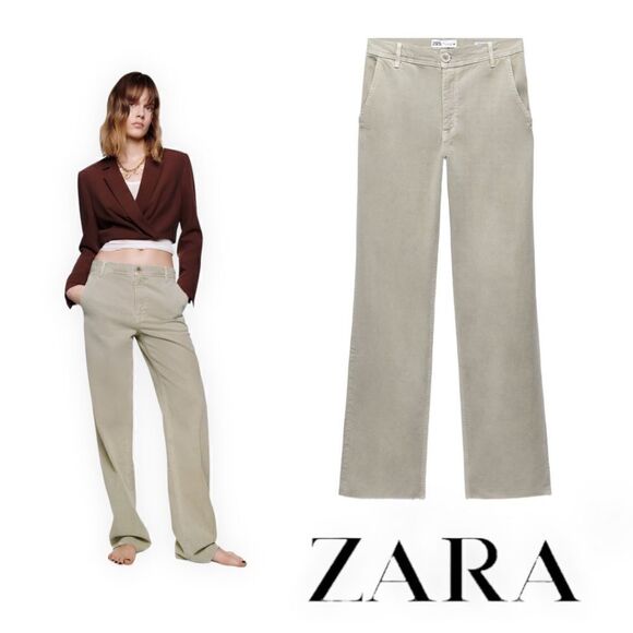 ZARA | Khaki | ZW THE PIPER CHINO JEANS - Picture 1 of 13